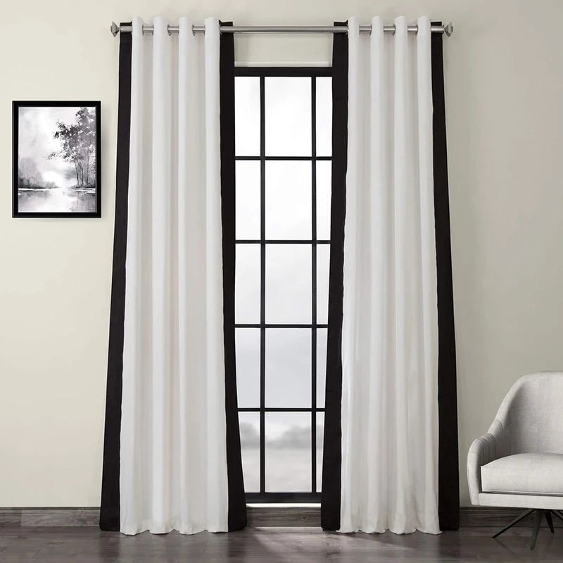 HPD Half Price Drapes Grommet Printed Cotton Curtains for Living Room & Bedroom 50 X 84, PRCT-VC1716-84-GR (1 Panel) Fresh Popcorn and Black