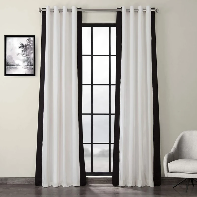 HPD Half Price Drapes Grommet Printed Cotton Curtains for Living Room & Bedroom 50 X 108, PRCT-VC1716-108-GR (1 Panel) Fresh Popcorn and Black