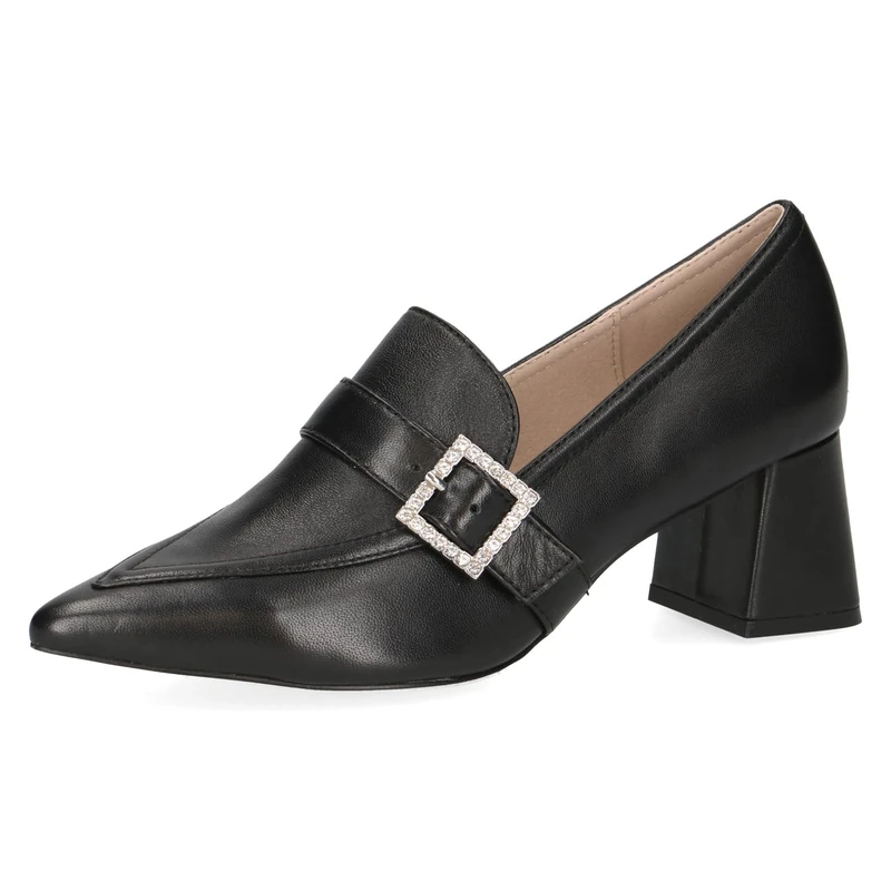 CAPRICE Women's Leather Pumps with Glitter Buckle, Black (Black Nappa), 3.5 UK