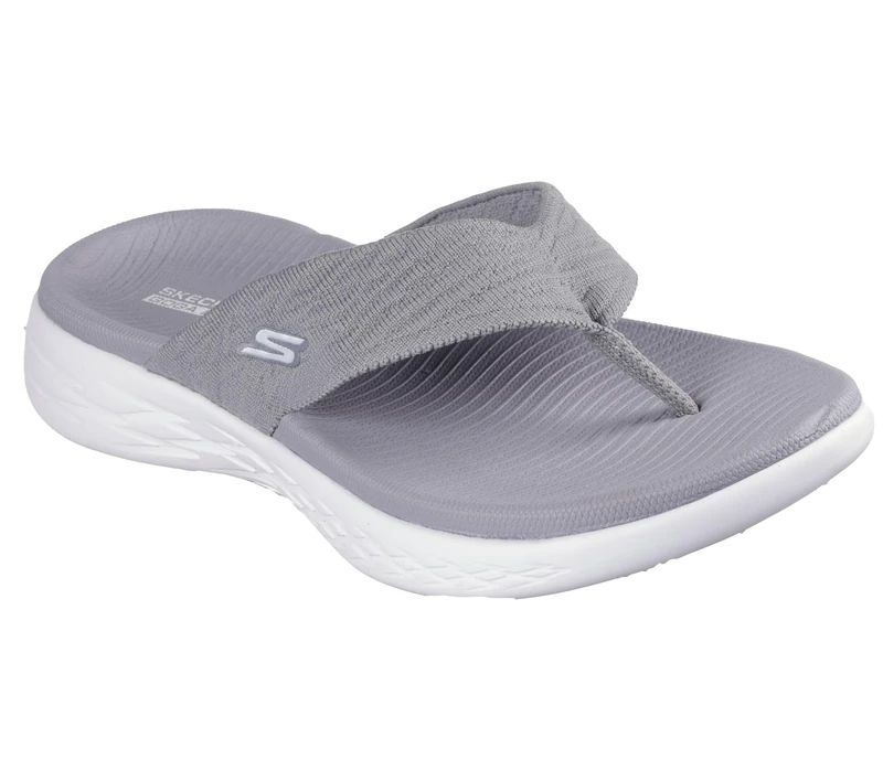 Skechers Women's ON-The-GO 600 Sunny Flip-Flop, Gray Textile, 9 UK