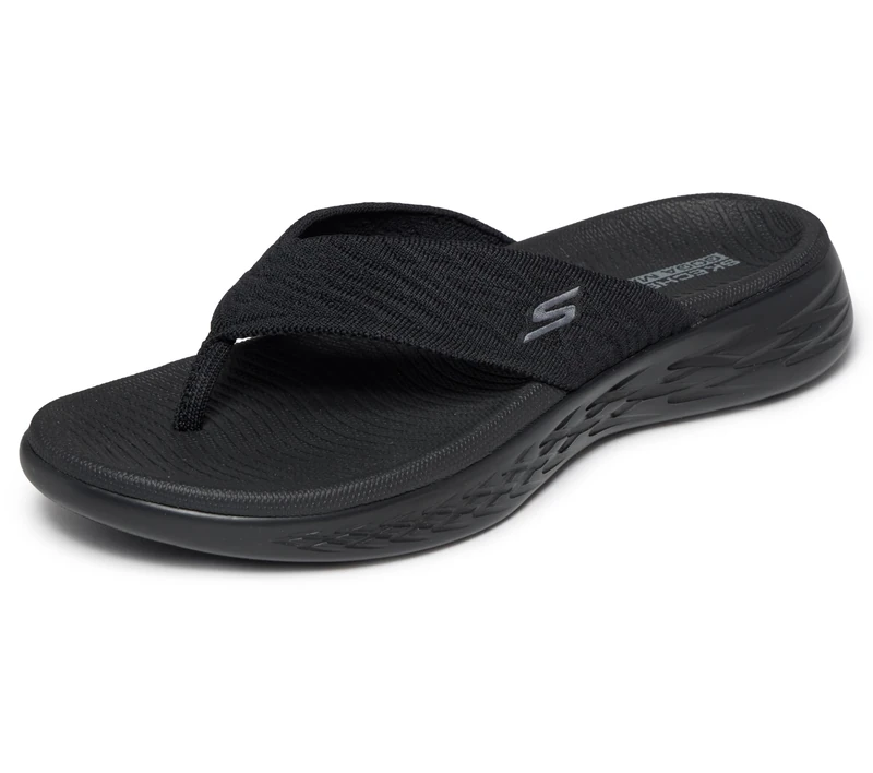Skechers Women's On-The-Go 600 Sunny Flip-Flop, Black Textile, 7 UK