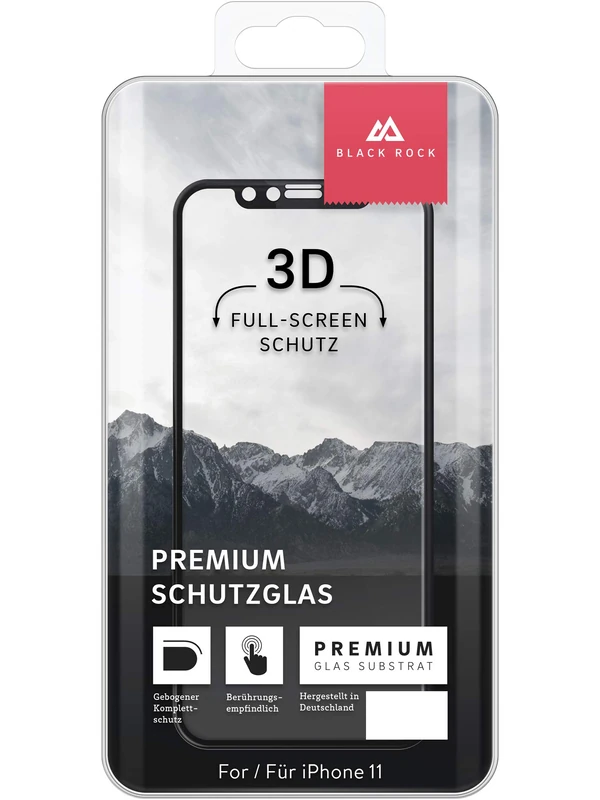 Black Rock - 3D Glass Screen Protector 0.3 mm 9H for Apple iPhone 11 | Protective Glass, Protective Film, Tempered Glass (Transparent with Black Frame) - Image 1