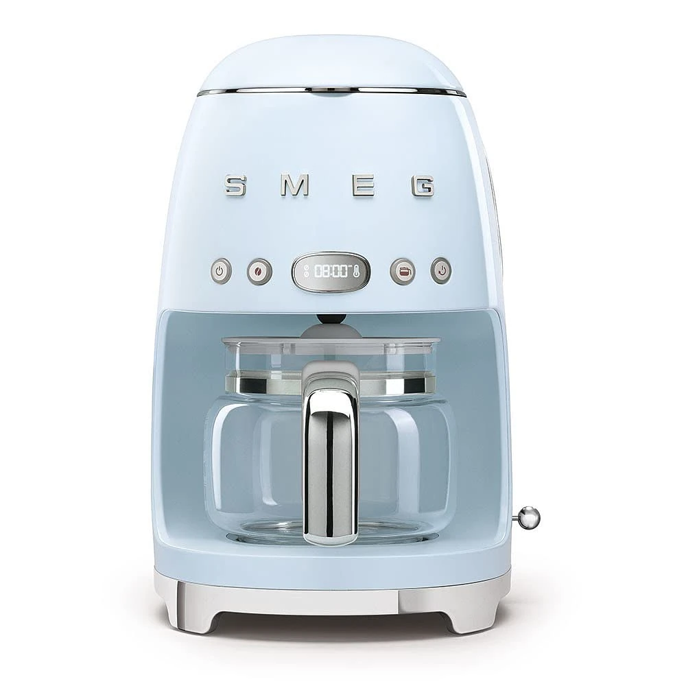 Smeg DCF02PBUK Drip Coffee Machine, Auto-Start Mode, Reuseable Filter, Digital Display, Anti-Drip System, Aroma Intensity Option, 1.4 Litre Tank, Pastel Blue