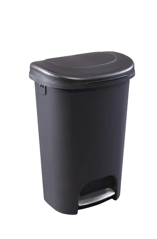 Rubbermaid Classic 13 Gallon Premium Step-On Trash Can with Lid and Stainless-Steel Pedal, Black Waste Bin for Kitchen