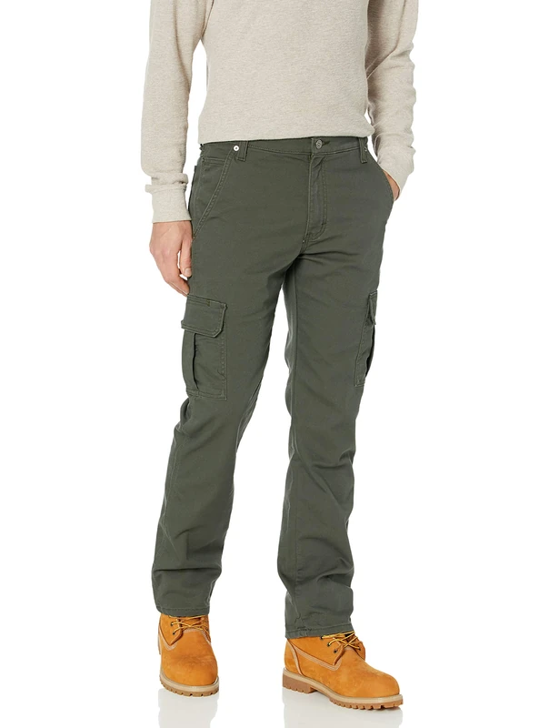 Dickies Men's Tough Max Duck Cargo Pant Work Utility, Stonewash Olive Green, 42W / 32L