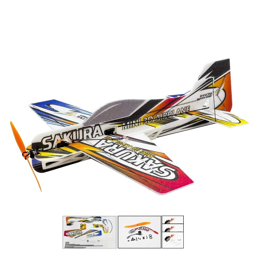 Viloga Upgrade 3D EPP Plane Sakura Aerobatic Flying Airplane, 420mm Durable Foam RC Plane Kit to Build for Adults (KIT+Motor+ESC+Servo, EPP Sakura, Not Including TX&RX or Battery)