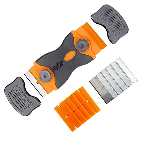 Ewrap Plastic Scraper Decal Sticker Remover Tool with Metal and Plastic Scraper Repalcement for Removing Decal Sticker from Car Body, Glass Window, Ceramic Hob