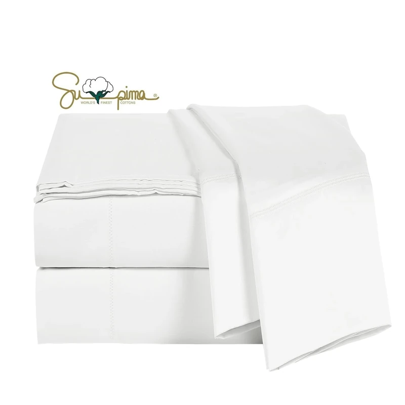Jiajia Home Textile Bed Sheet Set King Size Sheets 4 Pieces, 600 Thread Count 100% Supima Cotton Sheets, Sateen Weave, Fits Mattress Up to 18",Deep Pocket, Breathable & Fade Resistant