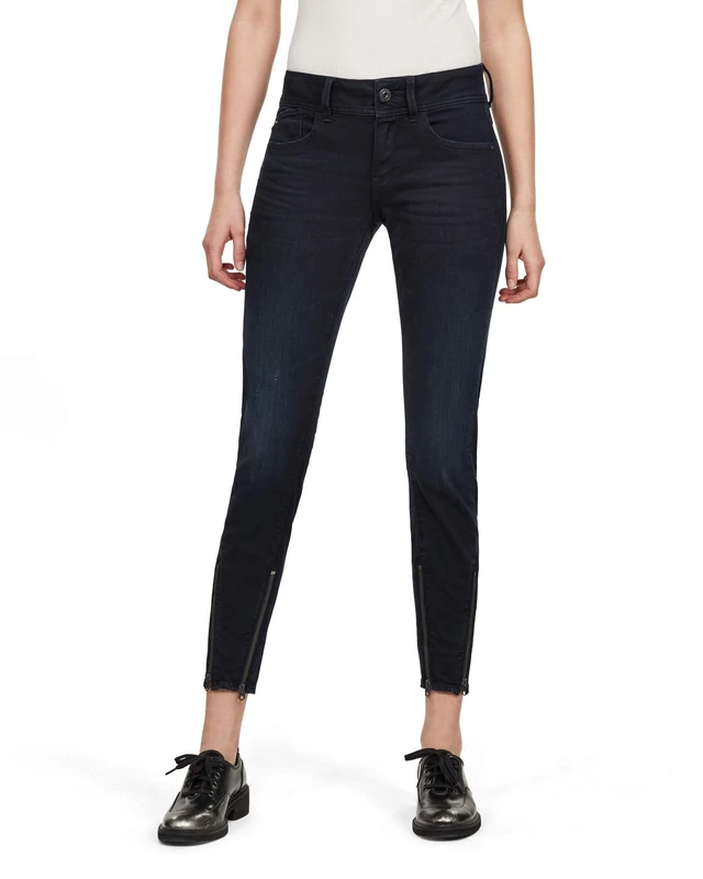G-Star Women's Lynn 2-Zip Mid Skinny Ankle Jeans, Blue (worn in night destroyed D16095-8971-B187), 25W / 34L - Image 1