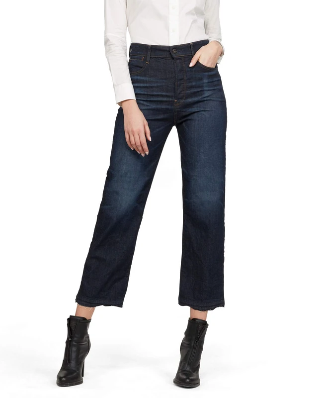 G-Star Women's Tedie Ultra High Straight Ripped Edge Ankle C Jeans, Blue (worn in atlas D16797-B767-B136), 23W / 28L