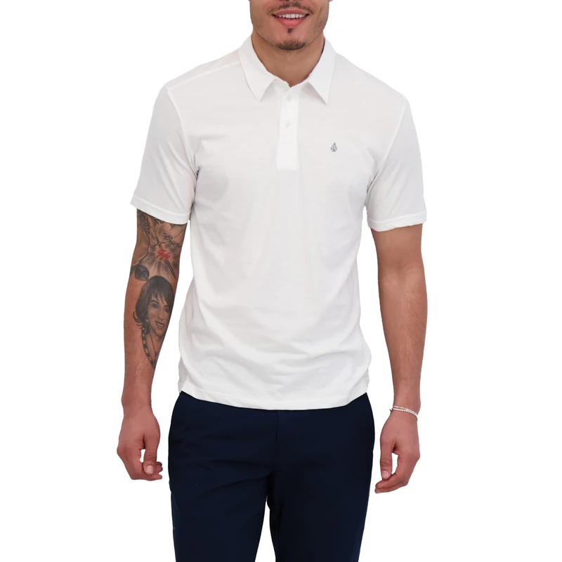 Volcom Men's Banger Polo Shirt, White, XXL