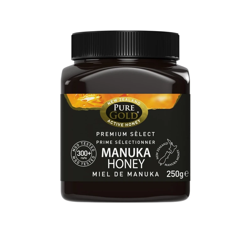 Pure Gold - Manuka Honey - 300+ MGO Certified Premium - 250g - New Zealand, Ethically Sourced, Raw & Unpasteurised - Naturally Made by Bees & Home Traceable - 1 Pack