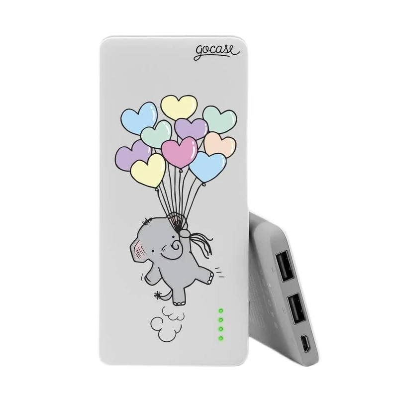 Gocase Colourful Balloons Power Bank, 5000 mAh, Dual USB, White Power Bank with Pressure and Charging Indicator
