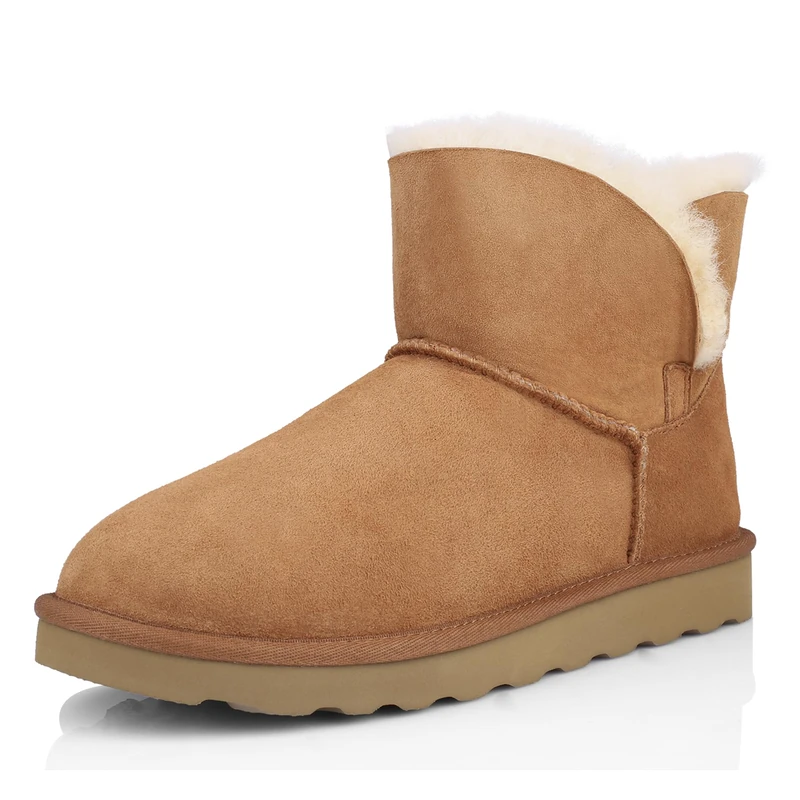 WaySoft Genuine Australia Sheepskin Snow Winter Boots for Women, Classic Water Resistance Shearling Boots Women, Chestnut, 7 UK - Image 1