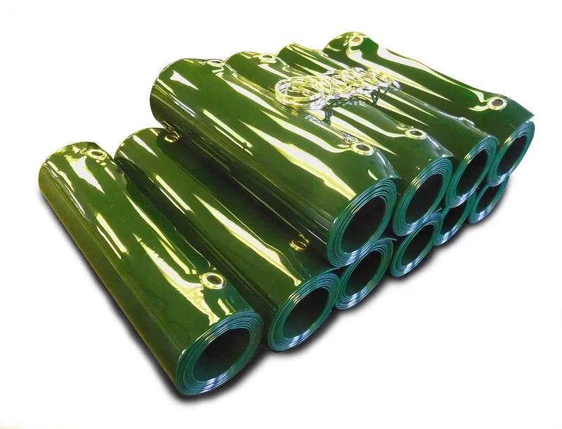 TUSKER INDUSTRIAL SAFETY PVC Strip Curtain, Welding, Green, Pack To Cover 2 m Width, 10 Strips, 1.83 m Drop, Eyeletted and Complete with Split Rings