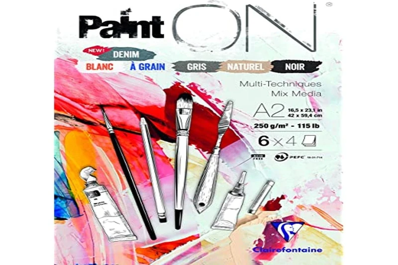 Clairefontaine - Ref 975412C - Paint'ON Multi-Technique Assorted Colour Paper Pad (24 Sheets) - A2 Size, 250gsm Heavyweight Paper, Slight Rough Grain, Acid Free, pH Neutral
