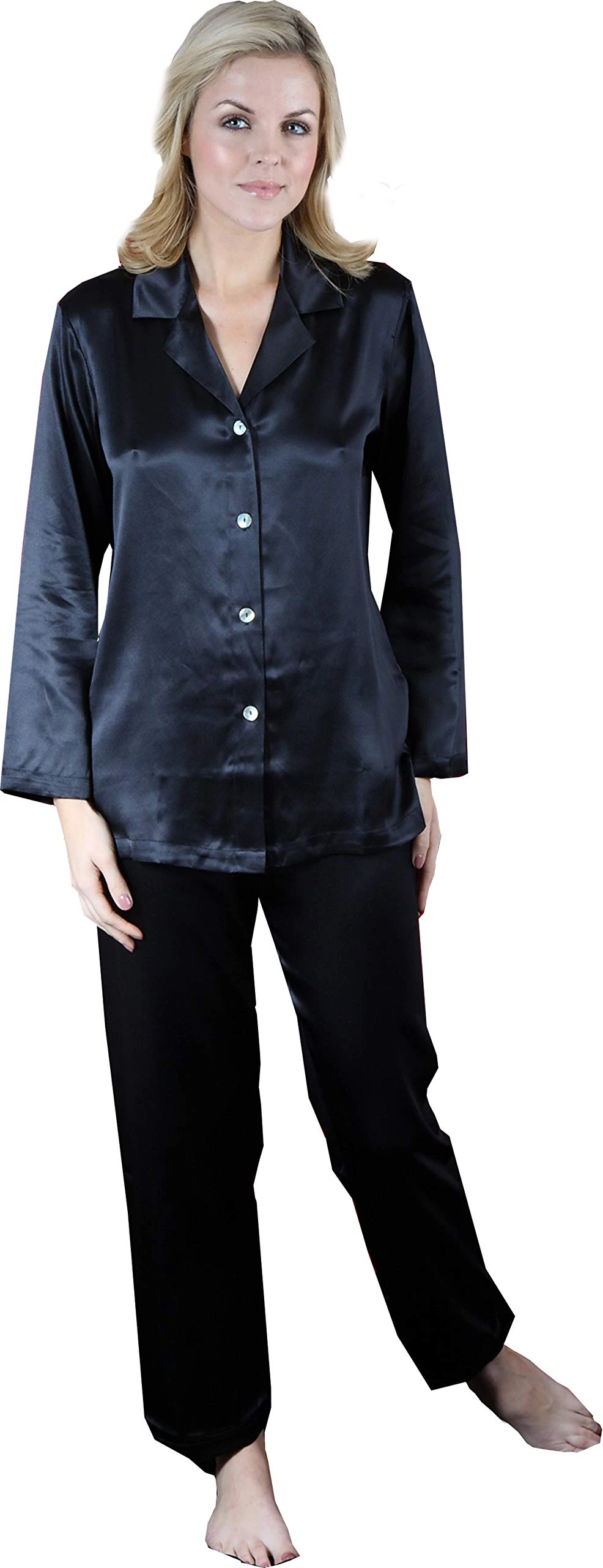 Silk Cocoon Women Pyjamas Set - Woman Pure Silk Sleepwear - 100% Mulberry Silk Nightwear - Crepe Satin Silk - Pure Silk - F08 Chocolate Small