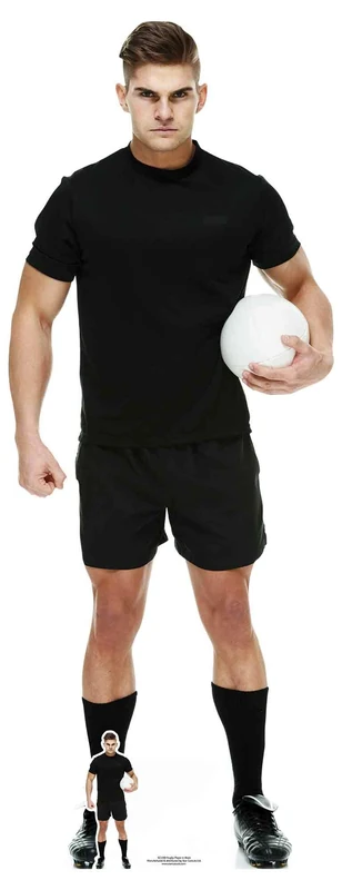 Star Cutouts SC1399 Rugby Player in Black Cardboard Cutout 188cm with Mini – Rugby Fan Display, Sports Party Decoration & Event Prop