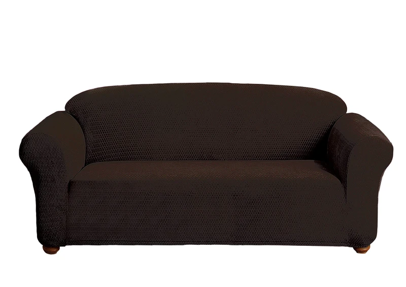Quick Fit Hayden Diamond Velvet Sofa Cover in Chocolate