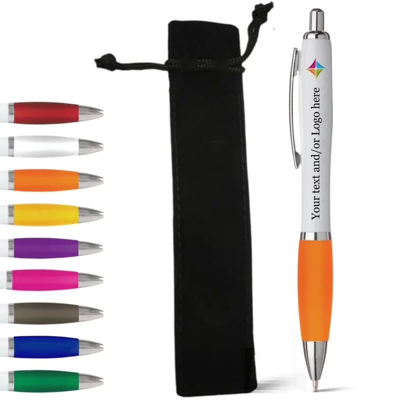 stika.co Orange Promotional Pens - Personalised Rubber Ballpoint Pens for School, Work, and Events - UV printed vibrant colors, with large branding space (1 Pen)