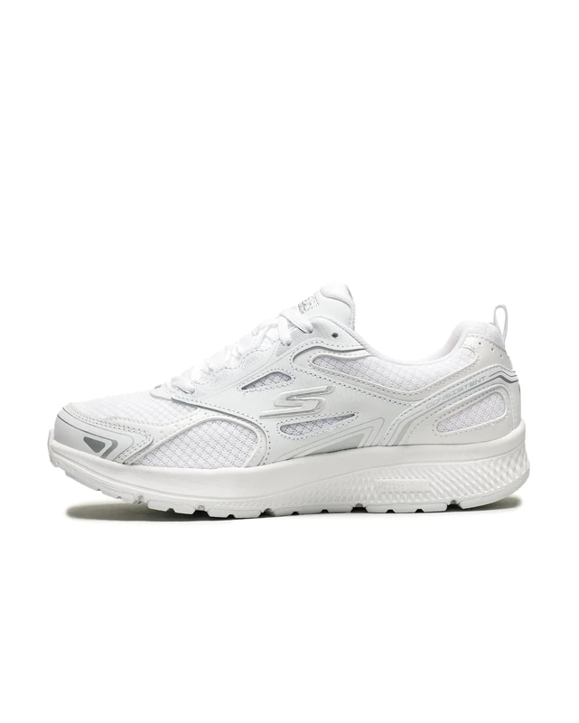 Skechers Men's Go Run Consistent Sneaker, White White Leather Synthetic Silver Textile WSL, 2 UK