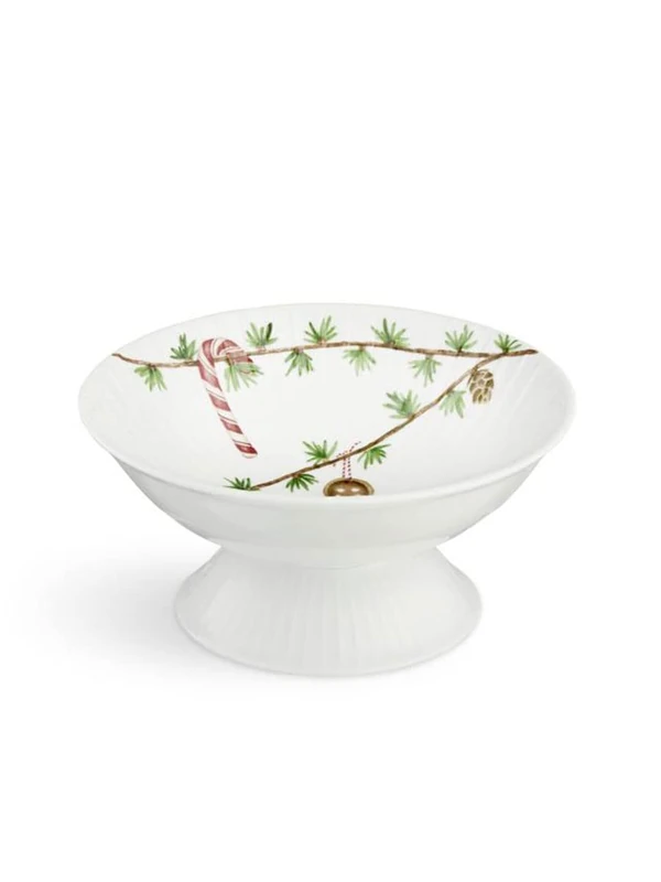 Kähler Bowl on Base Diameter 16 cm Hammershøi Christmas with Watercolour Painting White