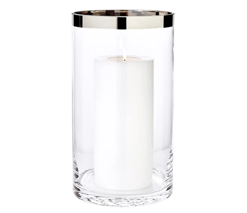 EDZARD Molly, candle holder made of hand-blown crystal glass with platinum edge, glass for pillar candles, height 11.8 in, diameter 6.7 cm