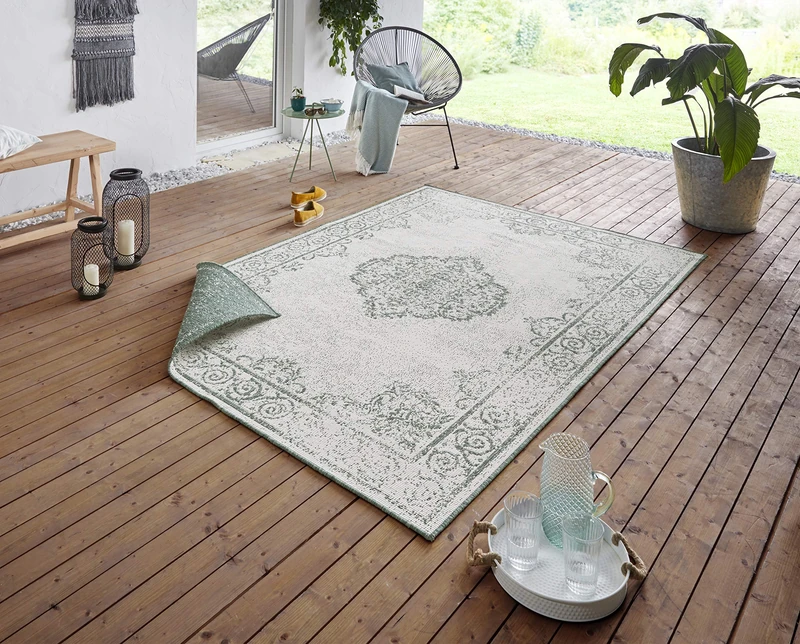 bougari Cebu Reversible Rug for Indoor and Outdoor Use 160 x 230 cm Green Cream