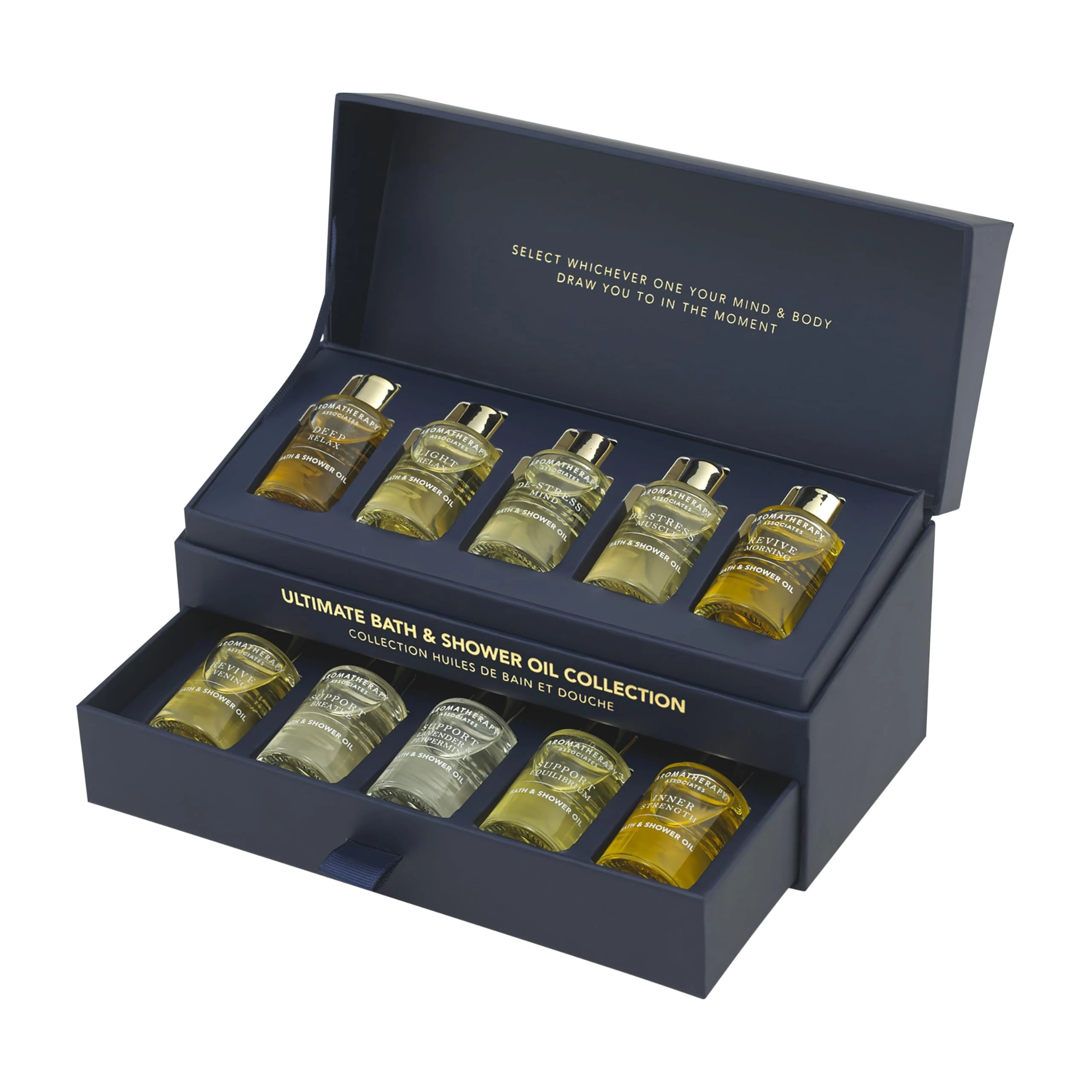 Aromatherapy Associates Ultimate Wellbeing Bath & Shower Oils Collection 10 X 9Ml - Infused with Essential Oils, The Purest, Ethically Viable, Natural, Raw Ingredients