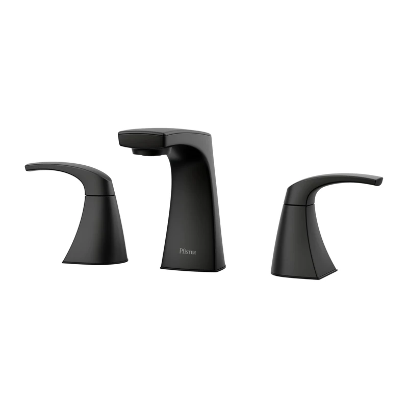Pfister Karci Matte Black 2-Handle Widespread WaterSense Bathroom Sink Faucet with Drain