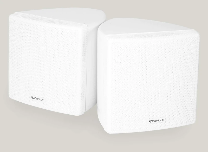 Rockville Cube Pair of 3.5" White Commercial 70V Swivel Wall Mount Speakers - Image 1