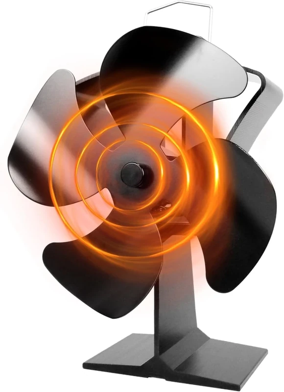 TOMERSUN 4 Blades Log Burner Stove Fan Heat Powered Wood/Log Burner Fan Heat Circulation for Wood/Log Burner/Fireplace