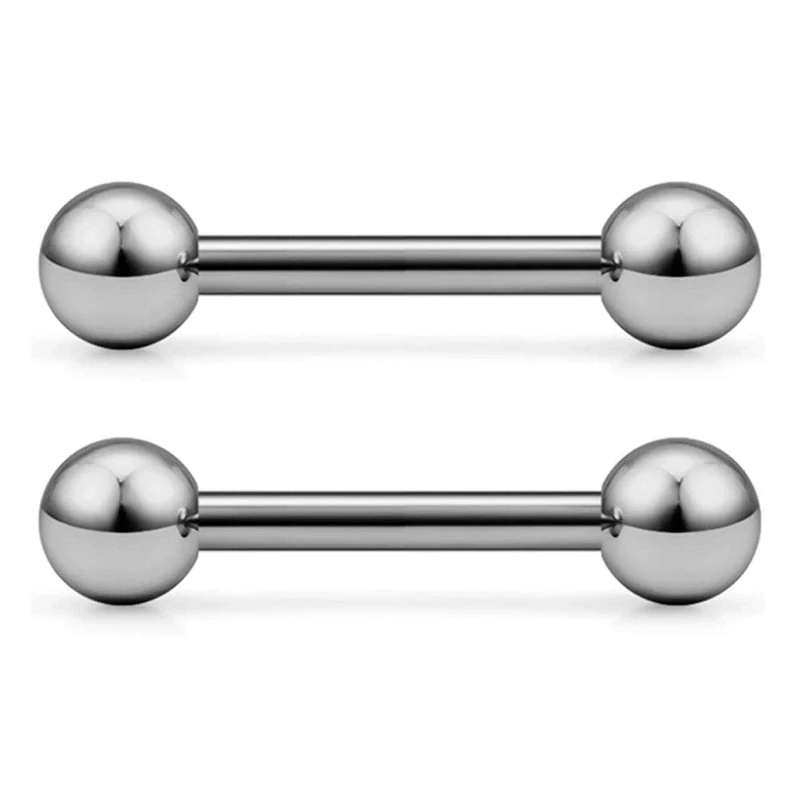 CIZME 1 Pair G23 Solid Titanium Tongue Bars Nipple Ring 16G 12/14/16mm Barbell Externally Threaded Piercing