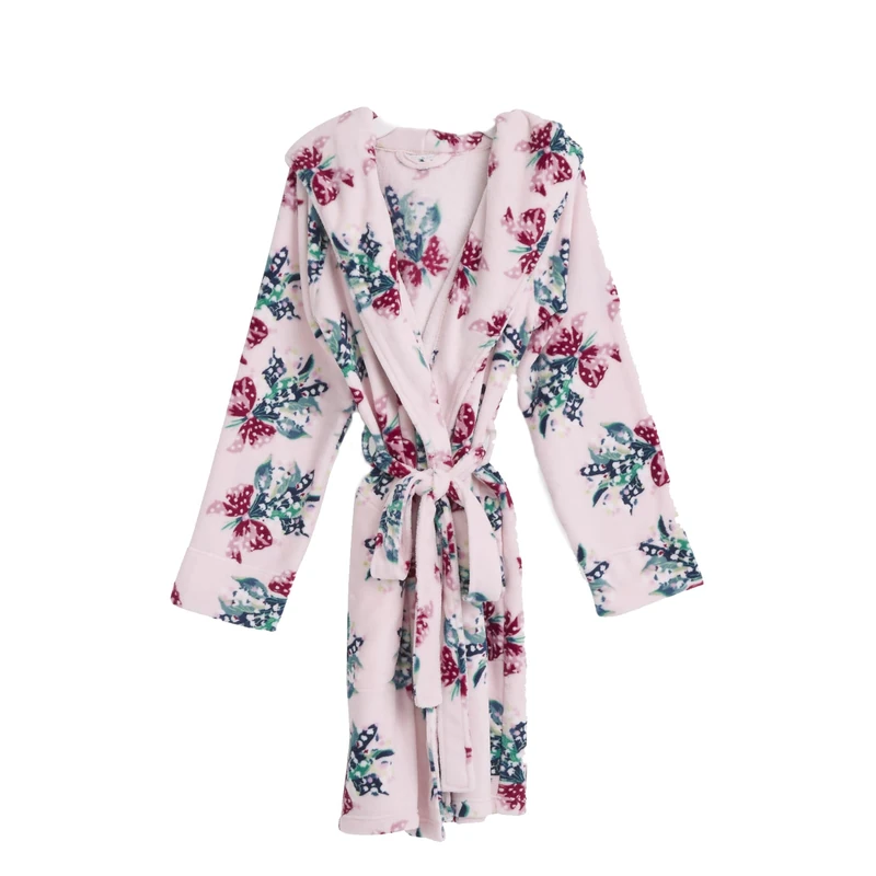 Vera Bradley Women's Plush Fleece Robe (Extended Size Range) Bathrobe, Happiness Returns Pink, L-x-L