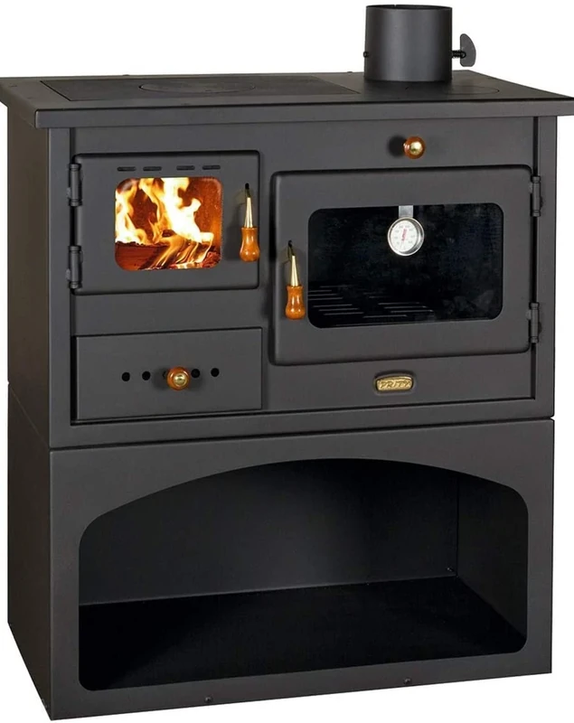 Prity Wood Stove 10 Kw Cast Iron Top Log Burner Black Wood Stove for Spaces Up to 120 m²