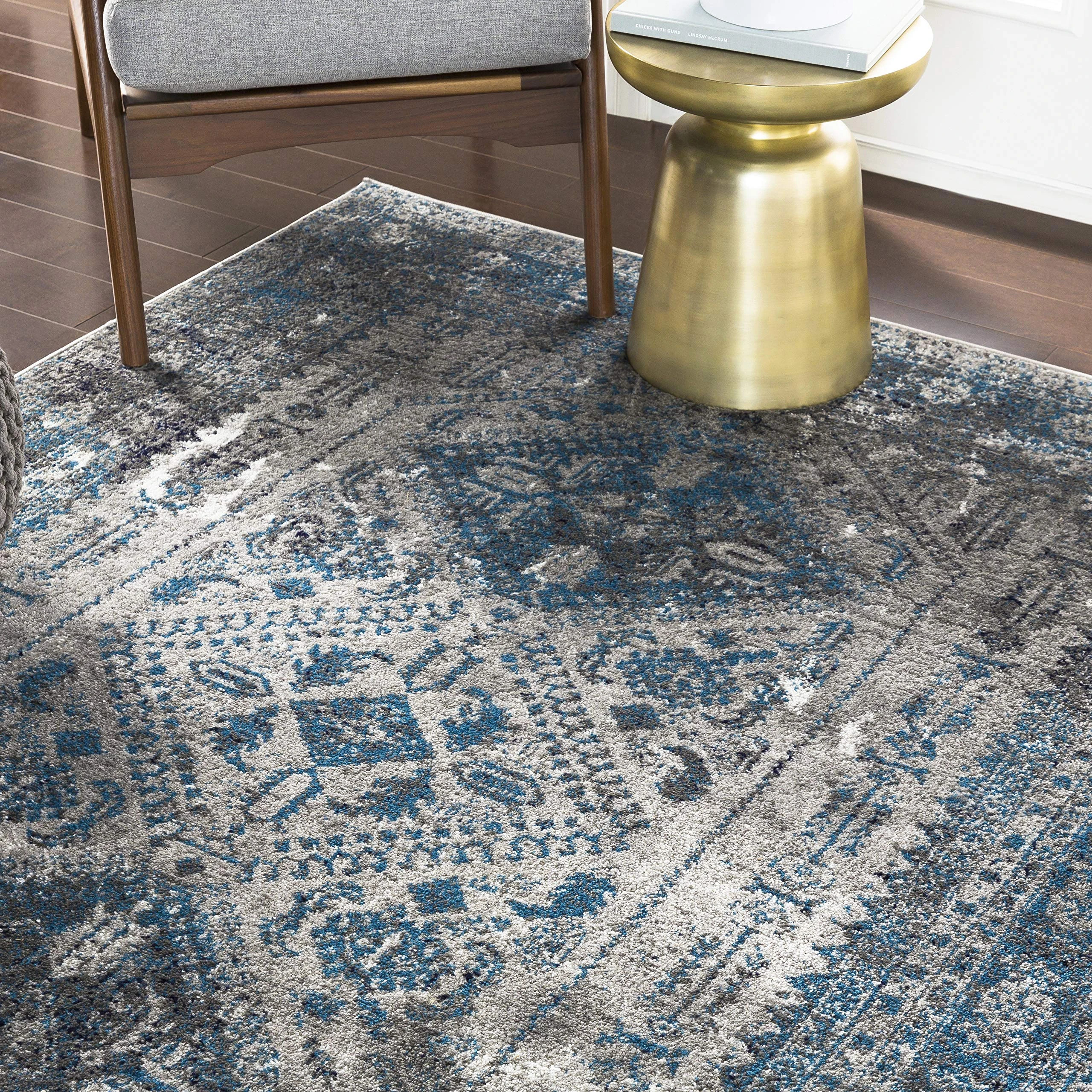 WorldWeavers S00161017078 Desta Area Rug, 3'11" x 5'7", Blue/Grey