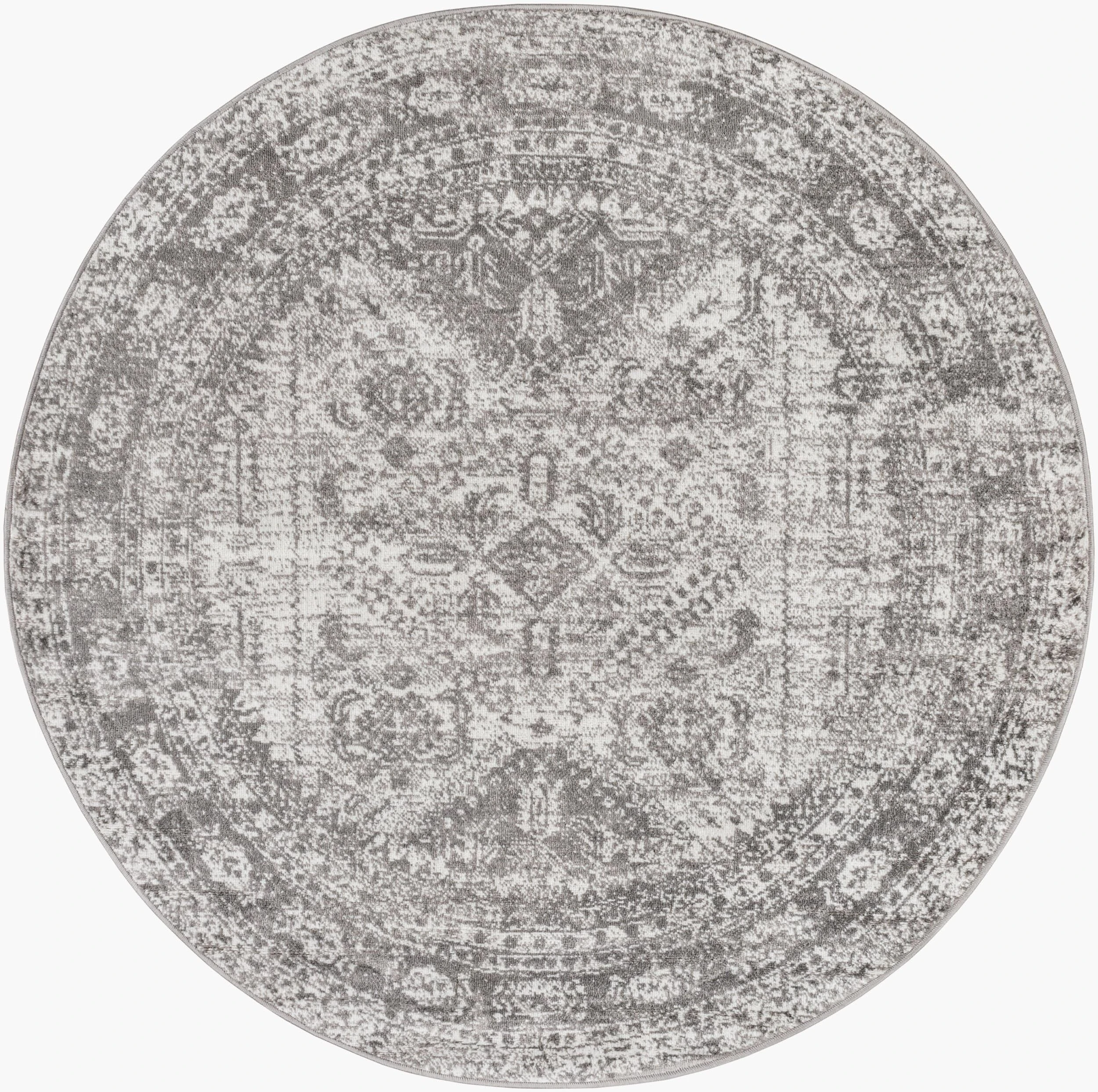 WorldWeavers S00161015388 Desta Area Rug, 5'3" Round, Charcoal