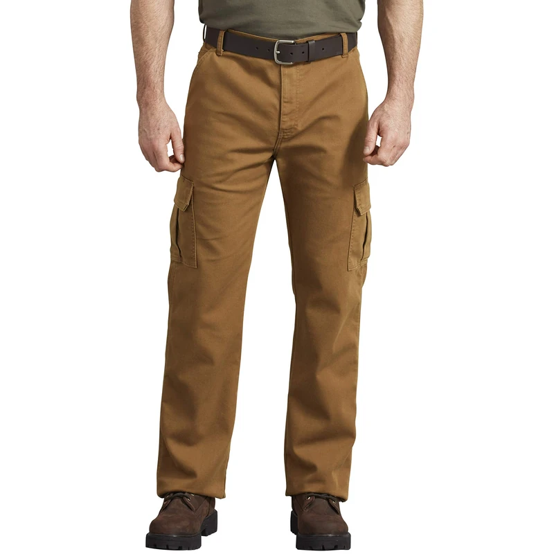 Dickies Men's Tough Max Cargo Pant Work Utility, Stonewashed Brown Duck, 38W / 34L