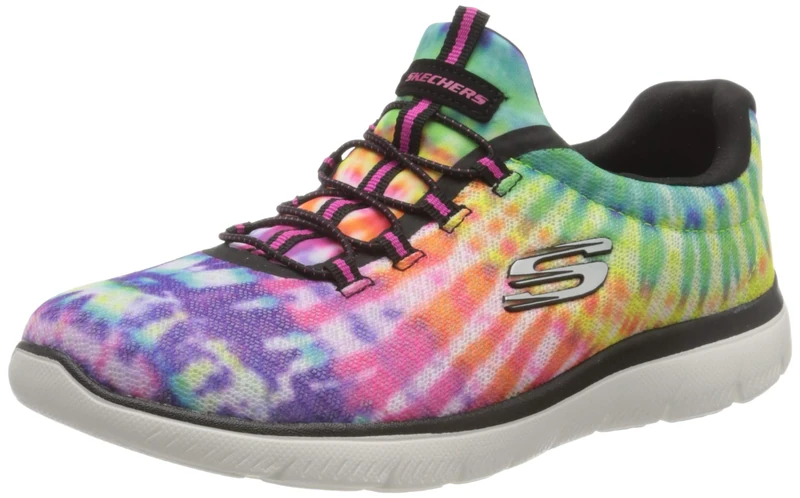 Skechers Women's Summits Looking Groovy Trainers, Black & Multi Mesh / White Trim, 2 UK