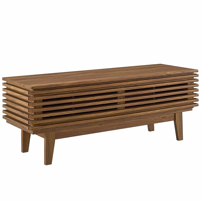 Modway Render 46" Mid-Century Modern Low Profile TV Stand in Walnut