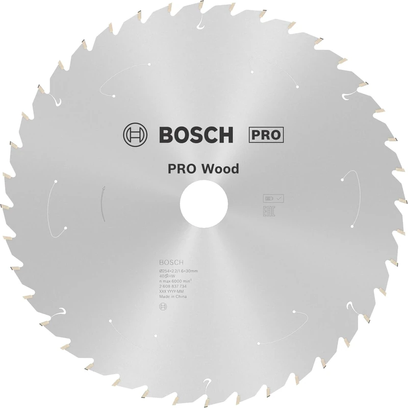 Bosch 1x PRO Wood Circular Saw Blades for Cordless Table Saws (for Softwood, Hardwood, Ø mm, Professional Accessory Table Circular Saw)