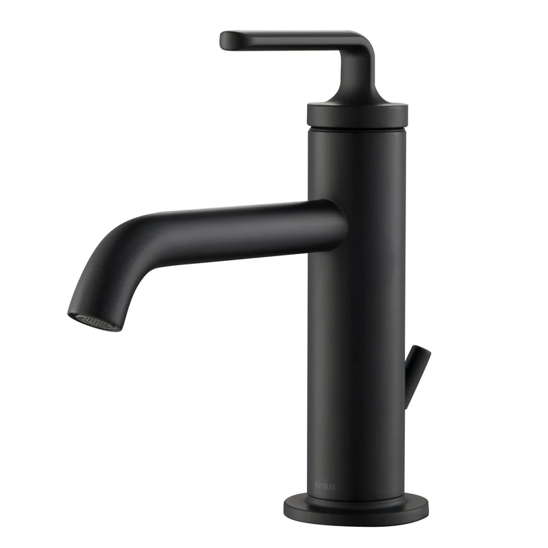 KRAUS Ramus KBF-1221MB Single Handle Bathroom Sink Tap with Lift Rod - Matte Black