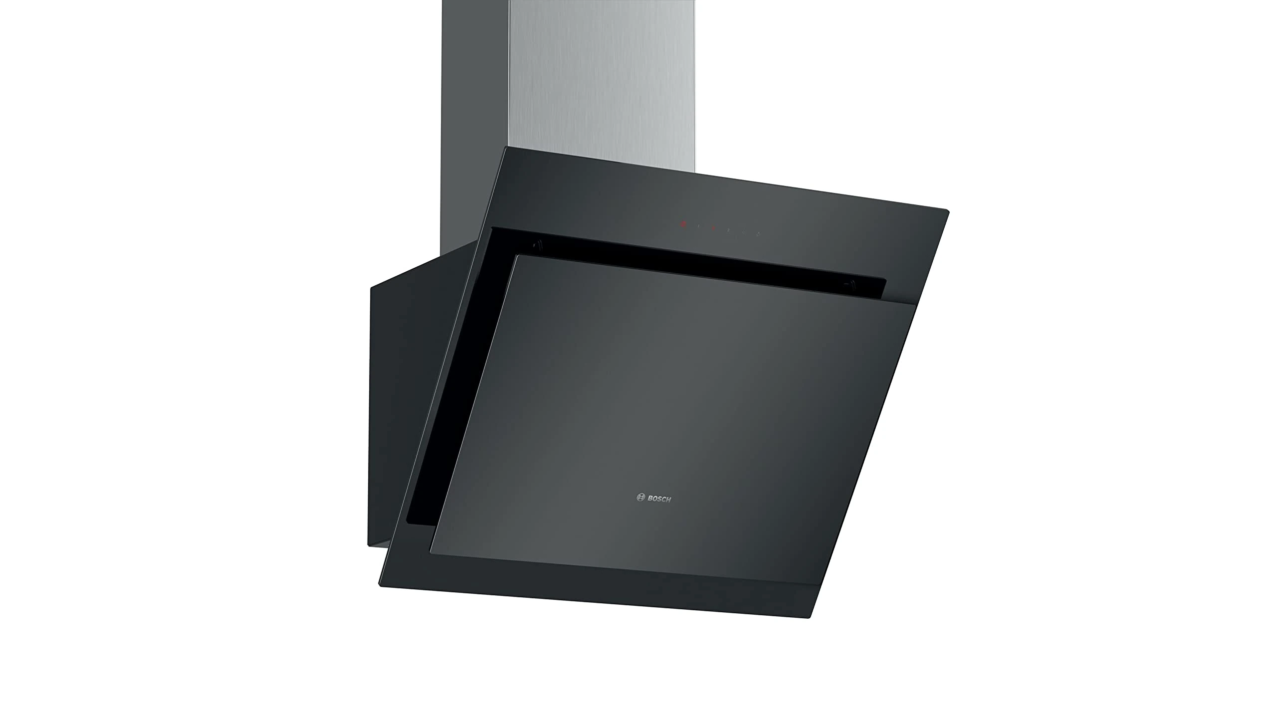 Bosch Serie 4 DWK67CM60B Wall-mounted cooker hood, TouchSelect Control, Intensive Speed Setting, Easy-to-clean interior, 60 cm, clear glass black printed