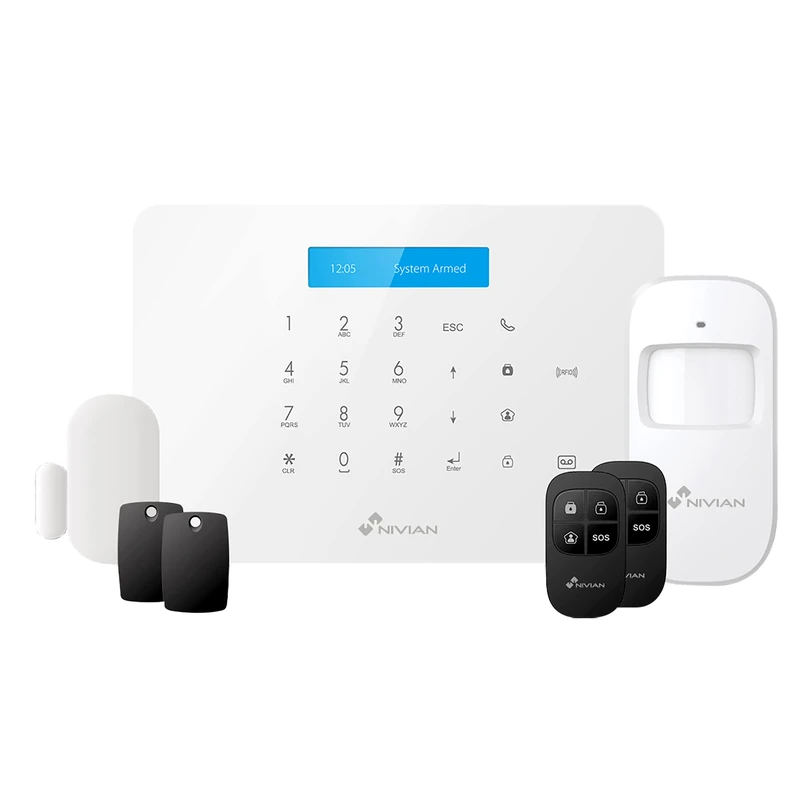 Nivian Alarm system for home and business without monthly fees | Wifi/gsm alarm kit | remote control via Tuya App | Easy installation without cables | up to 60 detectors