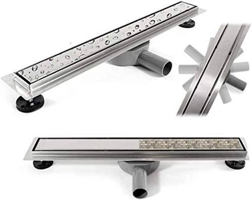 VBChome Shower Drain 50-100 cm Stainless Steel Floor Drain Double-Sided Self-Cleaning Siphon with Odour Stop for Bathroom