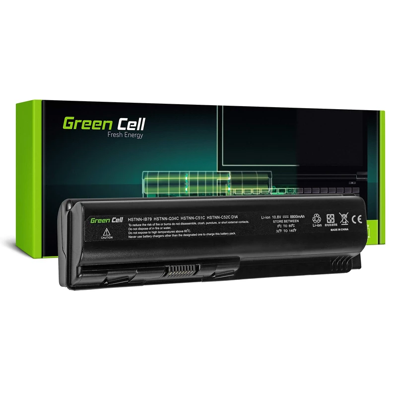 Green Cell® Extended Series HSTNN-LB72 / HSTNN-IB72 Laptop Battery for HP G50 G51 G60 G61 G70 G71 HP Pavilion DV4 DV5 DV6 DV6T (12 Cells 8800mAh 10.8V Black)
