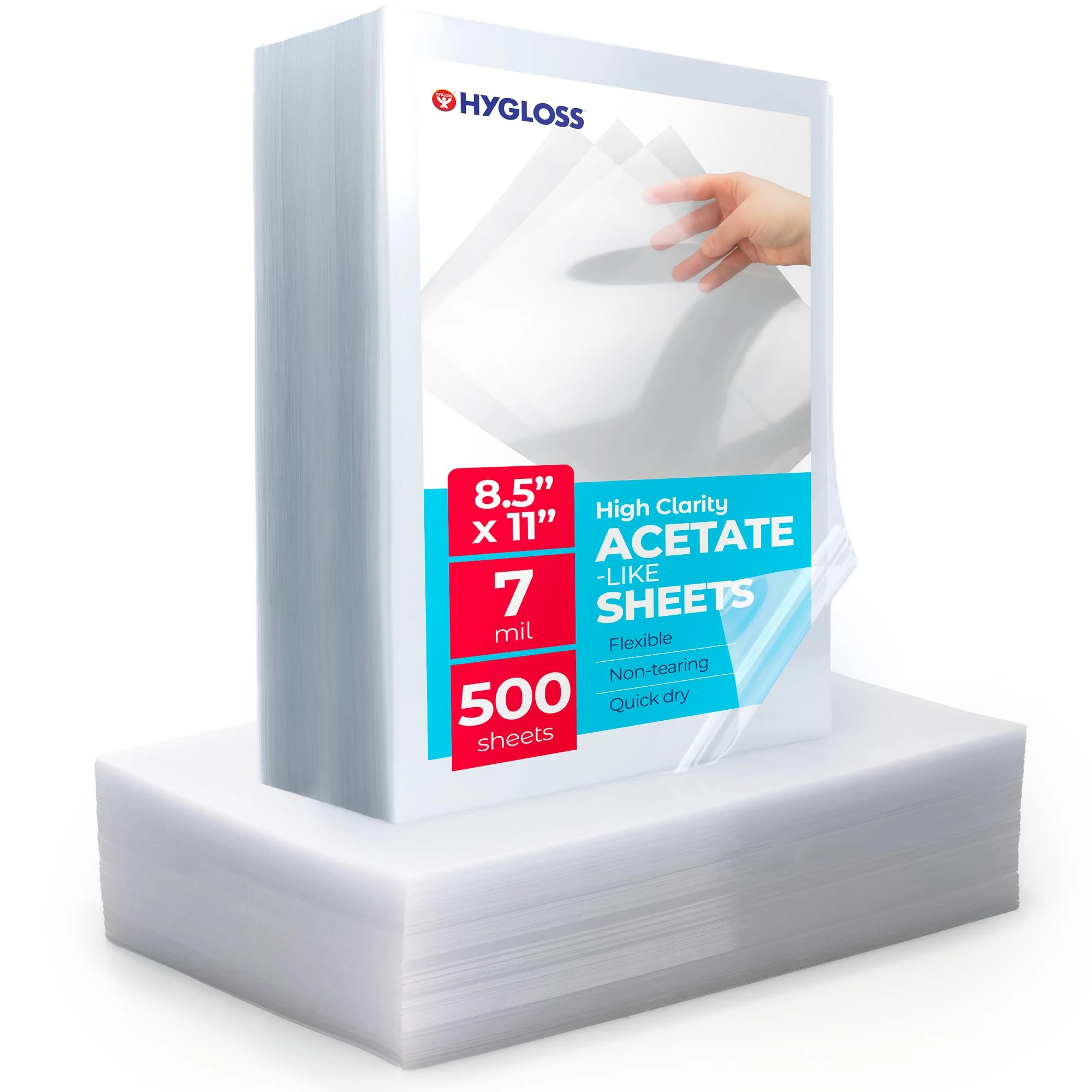 Hygloss Products Hygloss 75905 Products Transparency Film Acetate Overhead Projectors, Arts & Craft Projects, 500 Sheets Bulk Pack, Clear