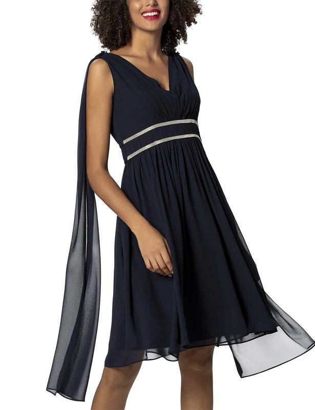 APART Fashion Women's Chiffon Dress Party, Midnight Blue, 6