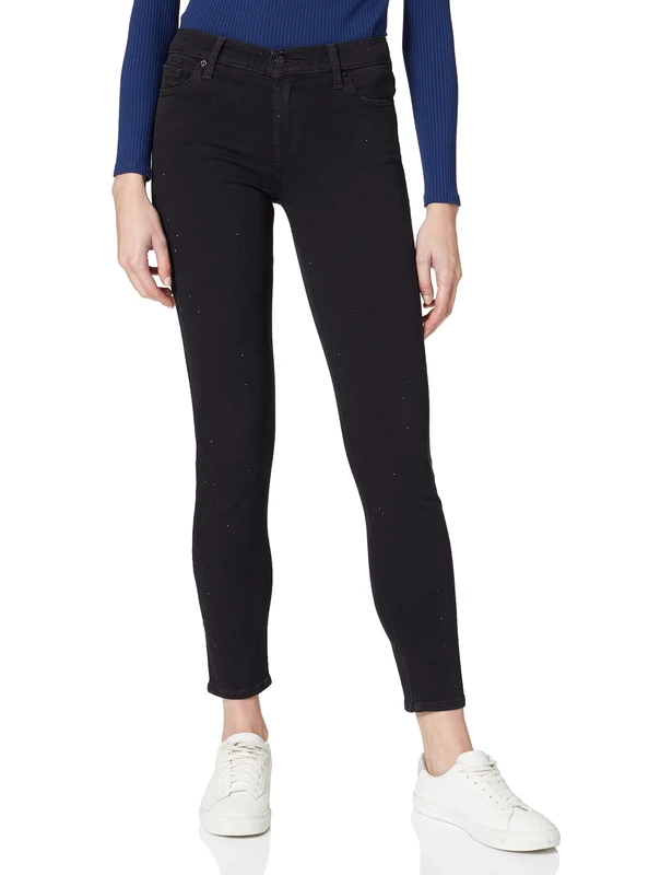 7 For All Mankind Women's The Skinny Crop Jeans, Black (Black GY), W25/L27 (Size: 25)