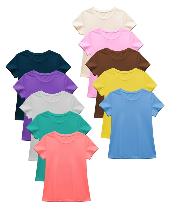 Sexy Basics Women's 5 Pack Casual & Active Basic Cotton Stretch Color T Shirts, 10 Pack - Wow Solid Blast, M - Image 1
